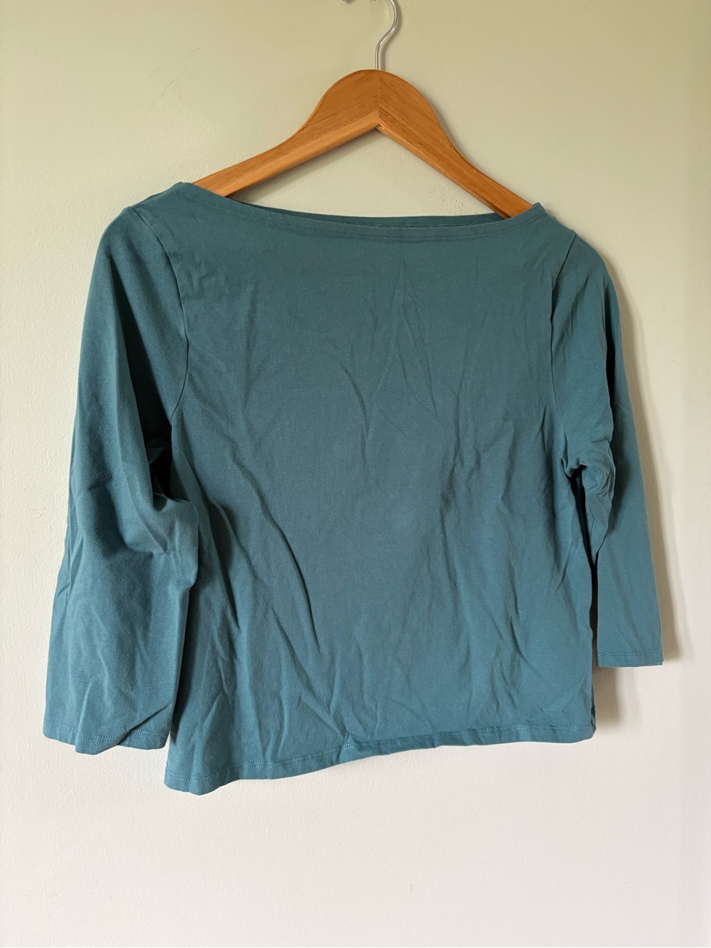 Twik by Simons Womens T-Shirt ¾” Sleeve Tee Top Boatneck Organic Cotton XL